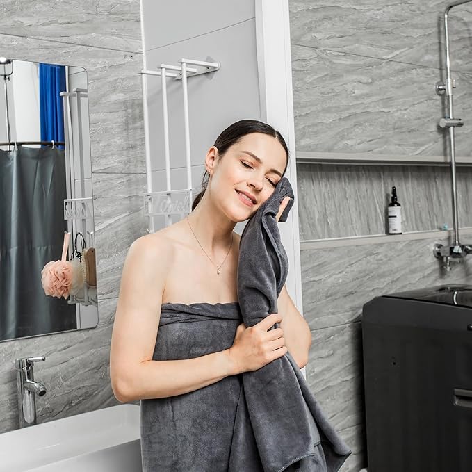 Bath Towels for Adult Body, Large Microfiber Bath Towels Set 4 Pack (30" x 60"), Lightweight & Soft Absorbent for Bathroom Spa Gym Yoga Salon Sauna, Grey
