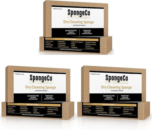 Dry Cleaning Soot Eraser Sponge - Pet Hair, Smoke, Soot, Dust and Dirt Remover - 3x6x1.5 (3 Pack)