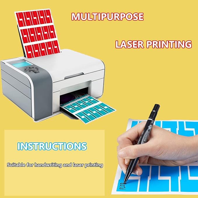 300pcs Cable Labels, 10 Colors Colorful Cord Labels Self Adhesive Waterproof Stickers for Cables Laser Printer Labeling Various Charger Cords,Cables Handwriting for Computer Wire Cable Management…