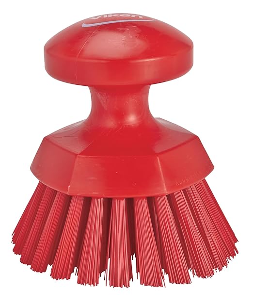 Vikan 38854 Brush,Scrub,Round,Stiff,5",PP/PBT,Red