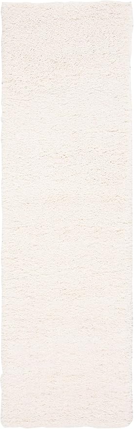 SAFAVIEH Fontana Shag Collection Runner Rug - 2'3" x 8', Ivory, Solid Design, Non-Shedding & Easy Care, 2-inch Thick Ideal for High Traffic Areas in Living Room, Bedroom (FNT800A)
