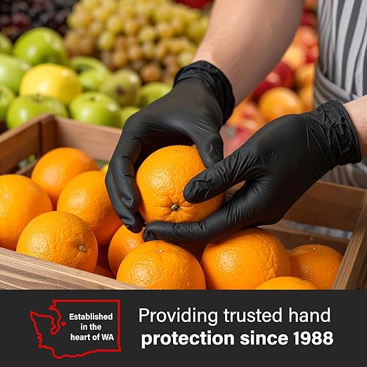 GLOVEWORKS Black Nitrile Gloves for Cooking, Food Prep, Disposable, 5 Mil, For Professional Cleaning, Small, 2 Cases of 1000