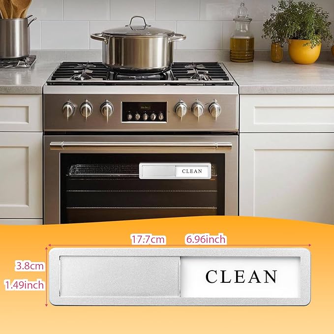 Premium Stainless Steel Dishwasher Magnet Sign - Aluminum Alloy Magnet dishwasher magnet clean dirty Dirty/Clean Dishwasher Indicator (Silver)