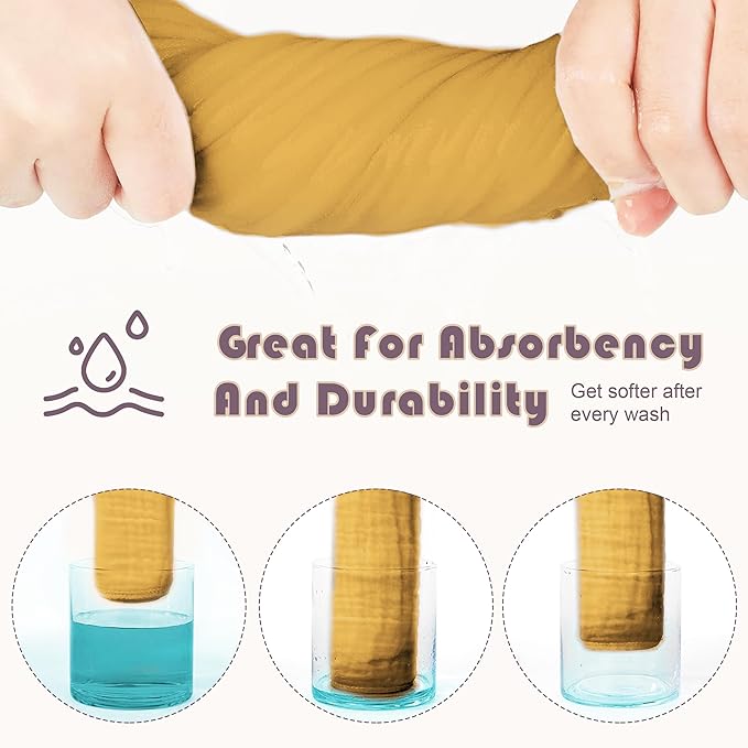 Muslin Burp Cloths Large 100% Cotton Hand Washcloths for Boys & Girls, Baby Essentials Extra Absorbent and Soft Burping Rags for Newborn Registry (Honey, 12-Pack, 20" X10")