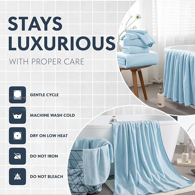 4 Piece Bath Towel Set 35"x70"Oversized Bath Towel for Bathroom Ultra Soft Fluffy Extra Large Bath Sheet Luxury Premium Bathroom Towel Highly Absorbent Quick Dry Shower Towel for Hotel Spa,Blue
