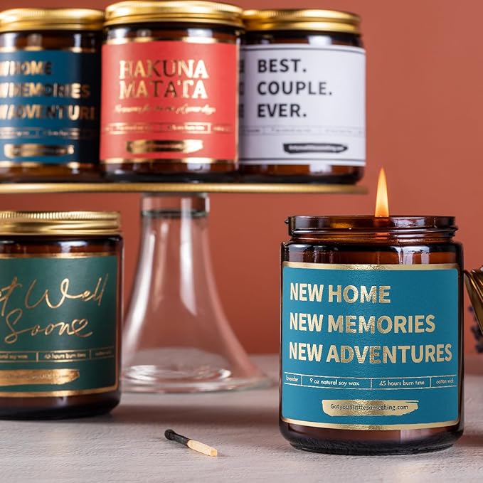 House Warming Gift for New Home | Lavender Vanilla Scented Candle, 100% Soy Wax, Long Burn Time | Cute Housewarming Gift Idea for Women, Men, Friends, Neighbors for New Apartment, First Time Homeowner
