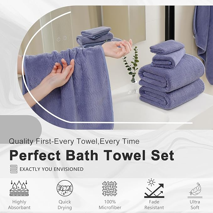 4 Piece Extra Large Bath Towel 35"x70" Oversized Bath Sheet Bath Towel Set for Bathroom Ultra Soft Cozy Highly Absorbent Quick Dry Bathroom Towel for Spa Gym Hotel,Shower Towel for Daily Use,Wedgewood