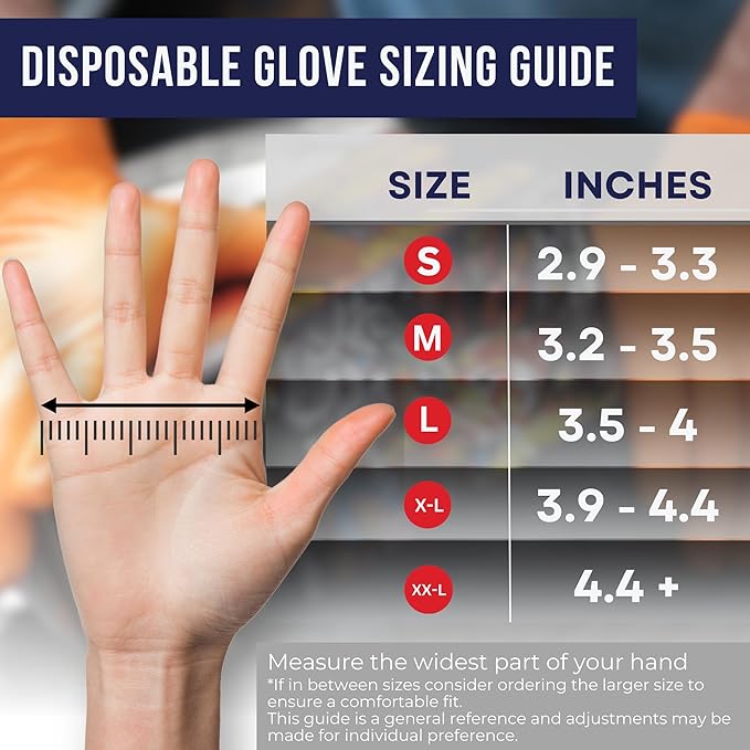 Copperhead HD Orange Nitrile Disposable Gloves, 8 Mil, Latex and Powder Free, Industrial, Food Safe, Raised Diamond Texture