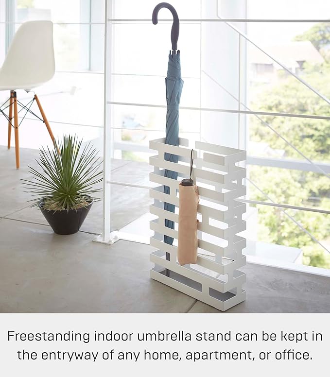 YAMAZAKI Home Brick Umbrella Stand - Storage For Umbrellas & Walking Canes - Steel - Holds 8 Umbrellas