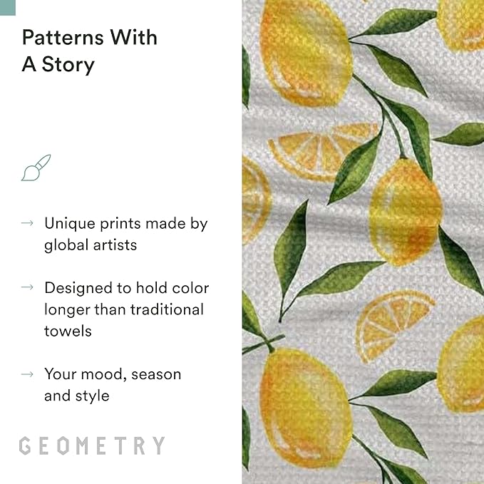 Spring Kitchen Towels - Quick Dry Microfiber Cloth Spring & Summer Dish Towels for Kitchen Drying - Premium Quick Dry Towel - Lemon Delight, 18" x 30" - 1-Pack