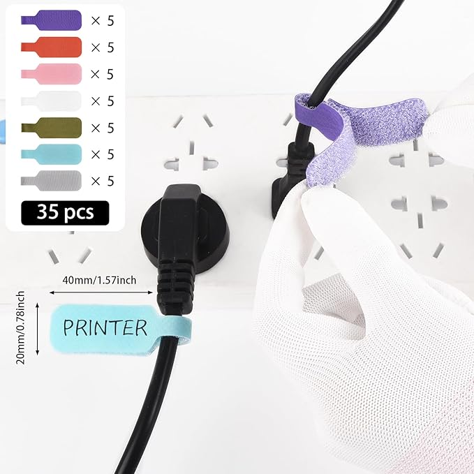 35Pcs Cable Cord Labels, Purpose Cable Tags Handwriting Reusable Wire Labels, Electronic Cable Identification Tags for Wire Management and Identification (Rectangle B)