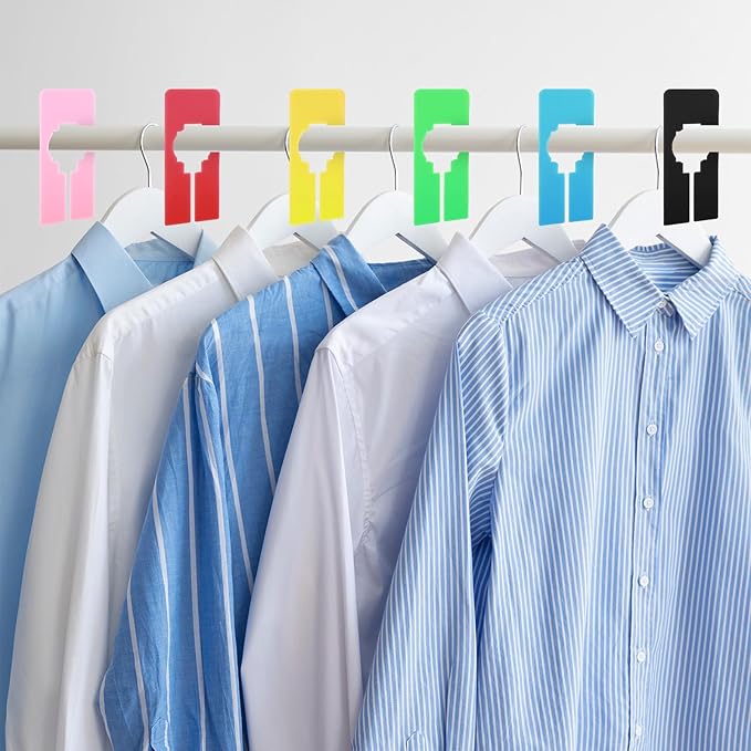 12 PCS Closet Dividers for Hanging Clothes, 6 Colors Closet Rack Dividers Plastic Clothing Size Divider Writable Reusable Separators Closets Labels Divider for Sorting Clothes Rack Sizes
