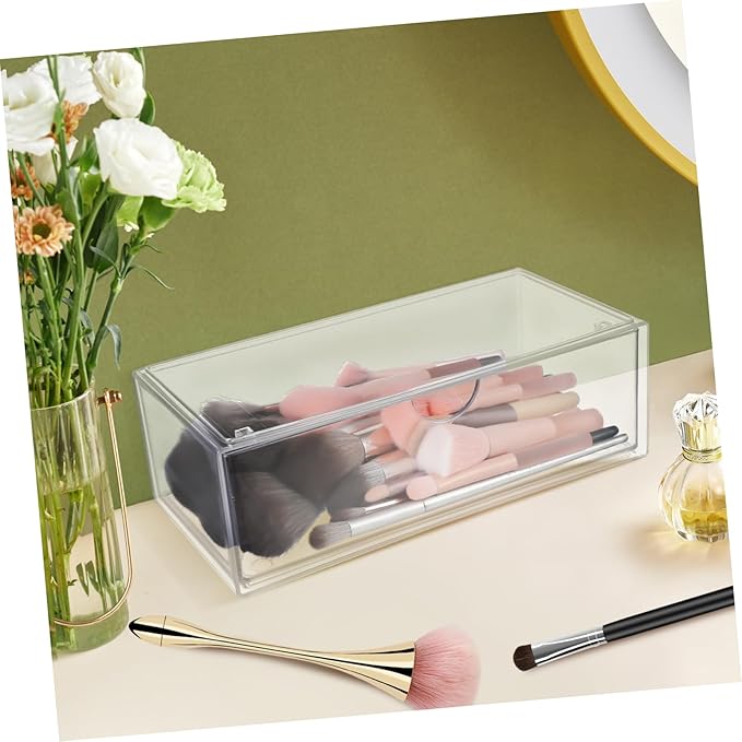 3pcs Elegant Lidded Makeup Organizer Storage Box Lipstick Holder Desktop Cosmetics Organizer for Vanity Bathroom