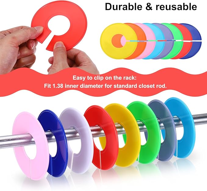 uxcell Clothes Dividers,20 Pack Round Closet Rack Dividers Clothing Rack Size Dividers Blank Labels with Marker Pen Writable & Reusable for Hanging Clothes Sorting Size, White