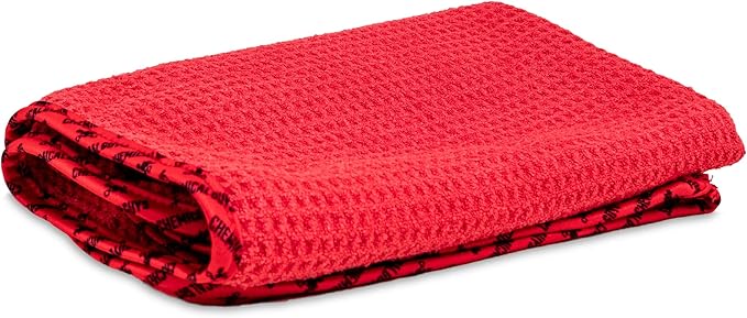 Chemical Guys MIC_506_24 Professional Grade Premium Microfiber Towels, Gold - Safe for Car Wash, Home Cleaning & Pet Drying Cloths & MIC707 Waffle Weave Glass and Window Microfiber Towel, Red
