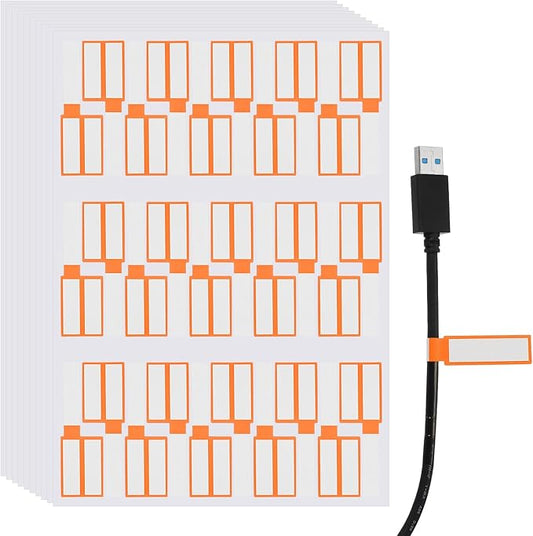 uxcell 300 Pcs Cable Labels, Waterproof Wire Cord Labels Tags, Cord Organizer Management Tags for Charger Cable Organizer Wire Markers Printer, Orange