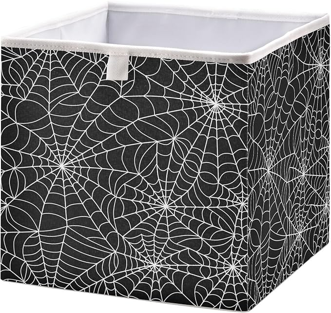 Bolaz Halloween Gray Spider Web Closet Organizers Storage Cubes Storage Bins Shelf Baskets Containers for Home Kids Room Toys Office,Rectangle