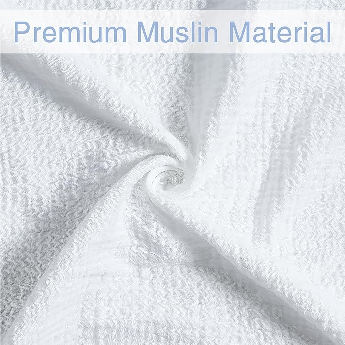 Meracorallo Muslin Swaddle Blanket, 100% Cotton Receiving Blanket Soft and Breathable Swaddle Wrap for Baby Boys and Girls, White