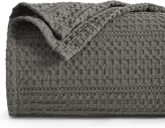 PHF Lightweight Waffle Weave Blanket Twin Size 66"x 90", Soft Woven Summer Blanket for Hot Sleepers - Aesthetic Home Decor for Couch Bed Sofa, Pet Friendly, Grey