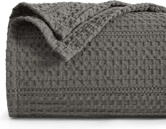 PHF Lightweight Waffle Weave Blanket Twin Size 66"x 90", Soft Woven Summer Blanket for Hot Sleepers - Aesthetic Home Decor for Couch Bed Sofa, Pet Friendly, Grey