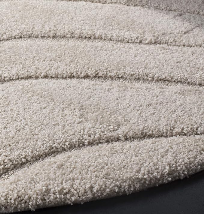 SAFAVIEH Florida Shag Collection Area Rug - 3' Round, Creme & Creme, Non-Shedding & Easy Care, 1.2-inch Thick, Ideal for The Living Room, Dining, Bedroom (SG472)