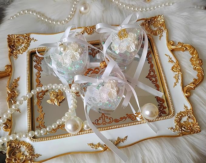 KissYou Acrylic Box with Lid Heart Shaped Box Small Containers with Lids 24 Pieces Heart Box Easter Clear Candy Jewelry Storage Box