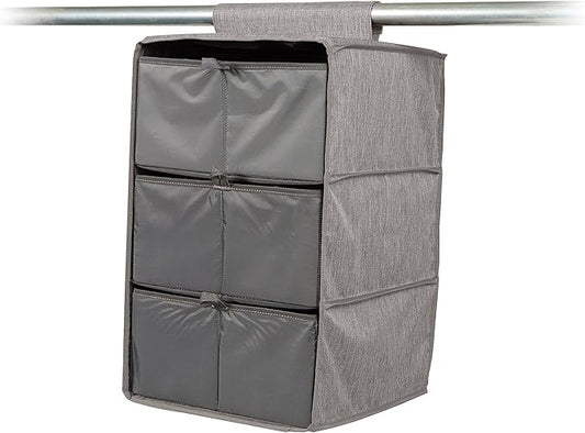 Covermates Keepsakes Hanging Closet Organizer Set - Heavy Duty Material, Sturdy Interior Shelves, Includes Trays with Dividers - Closet Storage, Grey Heather