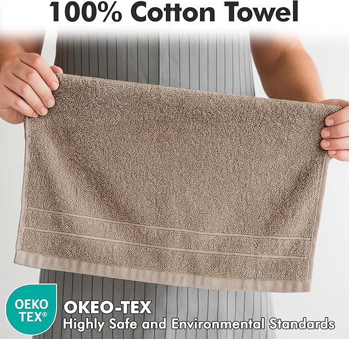 100% Cotton Hand Towels for Bathroom – Soft & Absorbent Towel Set– Pack of 6 Small Towel (34x20in) – Quick Dry Luxury Cotton Hand Towels – Beige