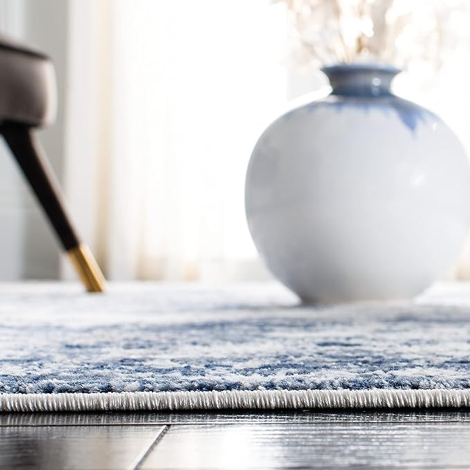SAFAVIEH Amelia Collection Runner Rug - 2'2" x 8', Navy & Grey, Modern Abstract Design, Non-Shedding & Easy Care, Ideal for High Traffic Areas in Living Room, Bedroom (ALA705N)
