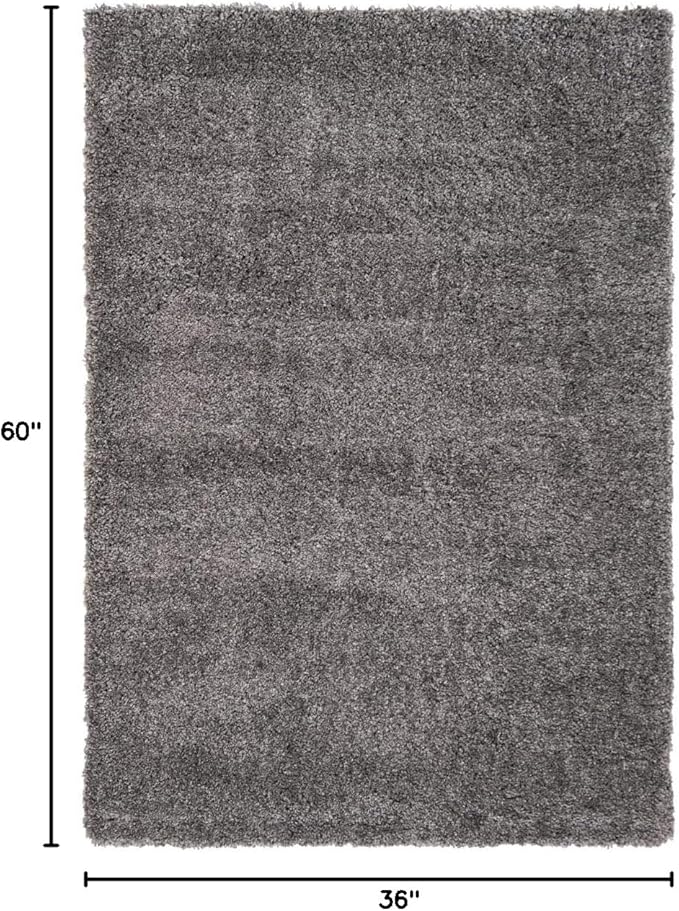 SAFAVIEH Fontana Shag Collection Accent Rug - 3' x 5', Silver, Solid Design, Non-Shedding & Easy Care, 2-inch Thick Ideal for High Traffic Areas in Entryway, Living Room, Bedroom (FNT800G)