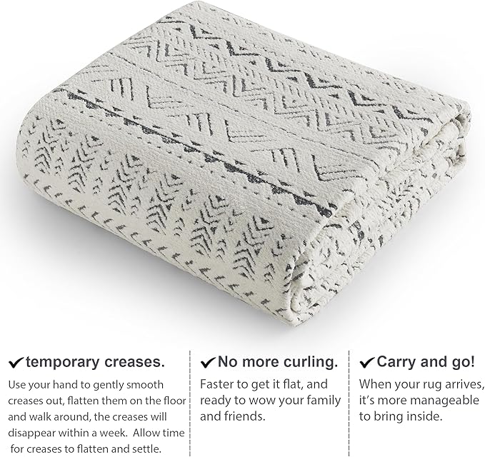 NICETOWN Jacquard Large Area Rug Grey 8x10 for Lving Room, Thin Washable Rug for Living Room Non-Slip Door Mat, Ultra Soft for Bedroom Living Room Bedroom Kitchen Home Office, Grey