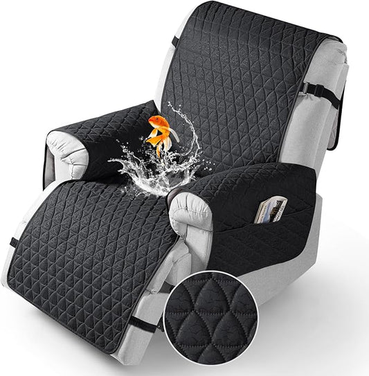 TAOCOCO 100% Waterproof Recliner Cover - Recliner Cover with Non-Slip Granule, Recliner Chair Covers with Elastic Band, Recliner Chair Covers for Reclining Chair(Black, Large-28'')
