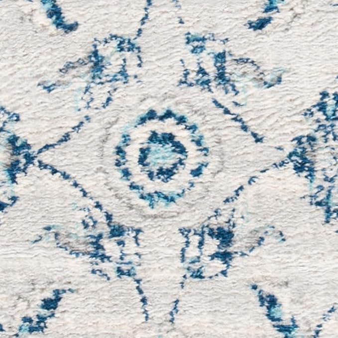 SAFAVIEH Brentwood Collection Area Rug - 9' x 12', Light Grey & Blue, Oriental Floral Scroll Design, Non-Shedding & Easy Care, Ideal for High Traffic Areas in Living Room, Bedroom (BNT854G)