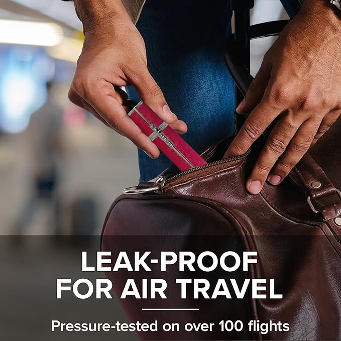 Milano Perfume Atomizer - Leak-Proof and TSA Approved for Air Travel - Reusable, Airtight, Easy Fill Mini Pump Sprayer - Lightweight Vegan Leather with Polished Metal Outer Shell - Hot Pink