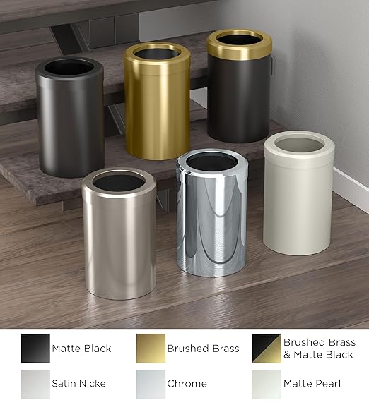 Gatco Small Bathroom Trash Can With Lid, Round 3 Gallon Stainless Steel Wastebasket, Under Sink, Matte Black, For Bathroom, Bedroom, Office (1912)