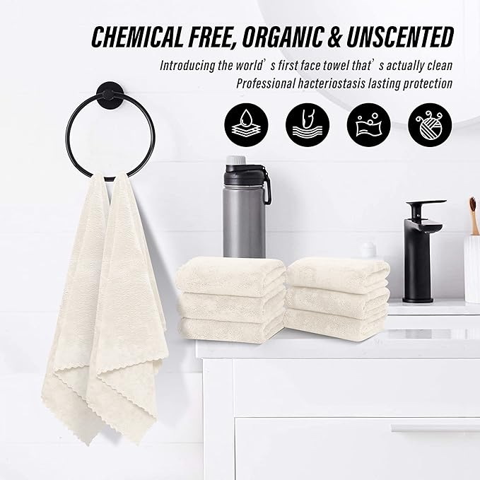 6 Pack Premium Hand Towels - Quick Drying - Microfiber Coral Velvet Highly Absorbent Towels - Multipurpose Use as Hotel, Bathroom, Shower, Spa, Hand Towel 16 x 28 inches (Cream)