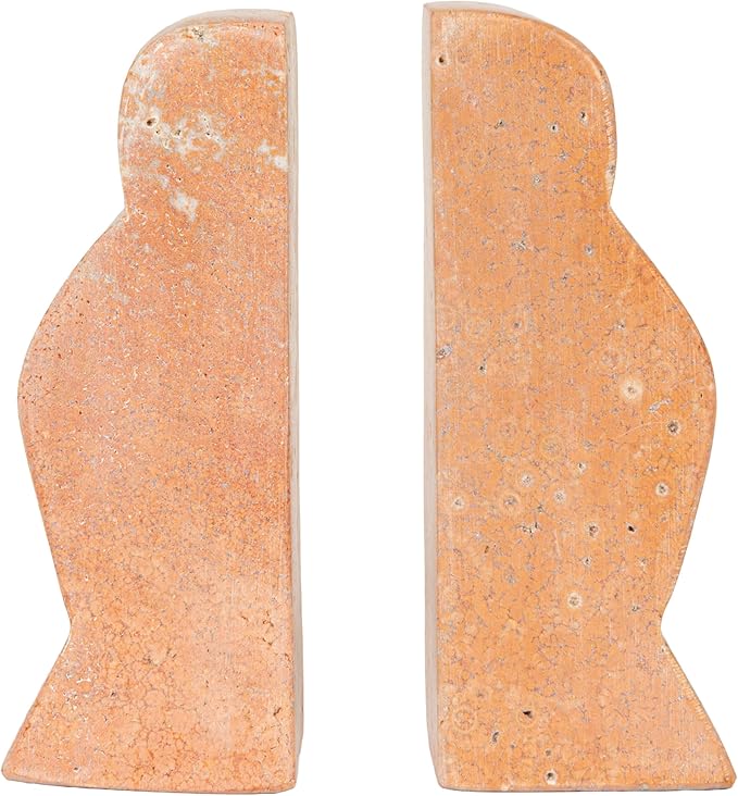 Creative Co-Op Decorative Travertine Wave Bookends, Blush