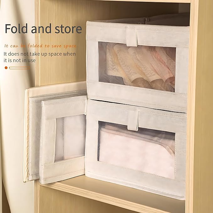 4-Pack Cotton Linen Storage Boxes with Lids | Breathable Closet Organizers for Clothes, Blankets & Seasonal Items | Eco-Friendly Home Storage Solutions