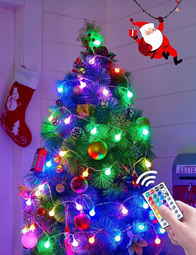 Color Changing Globe String Lights, 33Feet 100 LEDs USB Ball Fairy Lights Plug in with Timer Remote, Christmas Lights for Camping Dorm Party Wedding Indoor Outdoor Decoration (16Color + Multicolor)