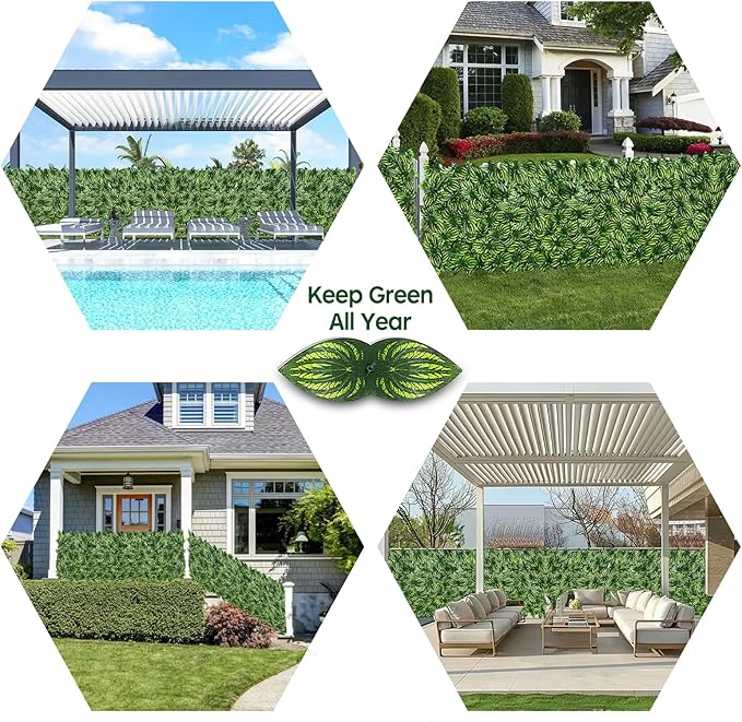 Artificial Ivy Privacy Fence Screen,59" X 118" UV-Anti Fake Leaves Plant Vine,Privacy Hedges Wall for Indoor Outdoor Garden Backyard Decor,Color Watermelon Leaves