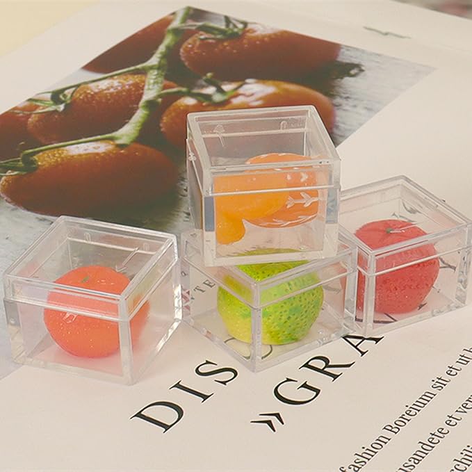 Small Clear Box Acrylic Boxes with Lids Plastic Square Cube 12 Pieces Small Storage Containers for Candy Pill and Tiny Jewelry