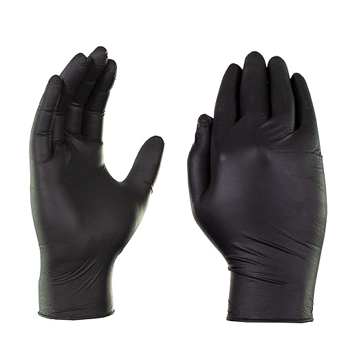 AMMEX Black Nitrile Disposable Exam Gloves, 3 Mil, Latex & Powder Free, Food-Safe, Textured, Non-Sterile, Medium, Box of 100