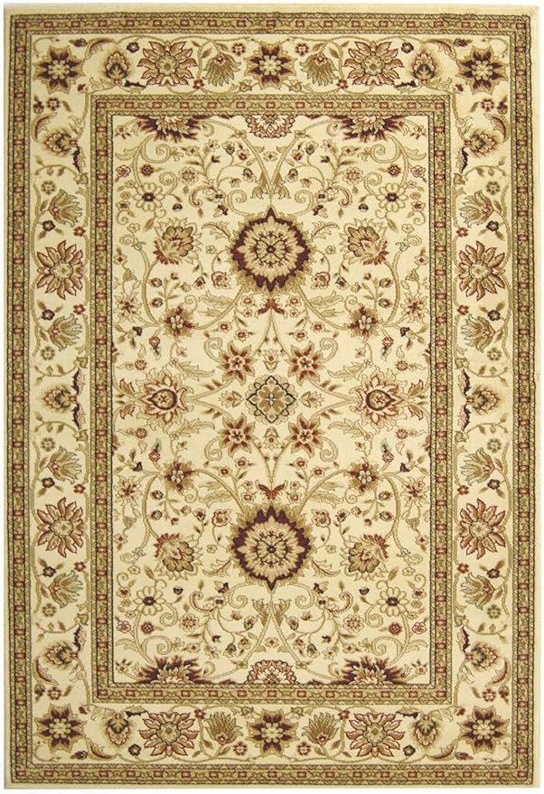 SAFAVIEH Lyndhurst Collection Area Rug - 6' x 9', Ivory & Ivory, Traditional Oriental Design, Non-Shedding & Easy Care, Ideal for High Traffic Areas in Living Room, Bedroom (LNH212L)