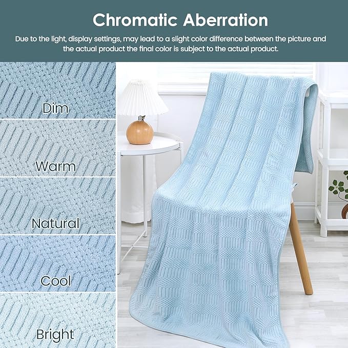 Microfiber Bath Towels, Large Bathroom Towel 2 Pack (30" x 60"), Oversized, Soft, Super Absorbent and Fast Drying, Multipurpose Use for Sport, Fitness, Yoga, Diamond Cross Grid Light Blue