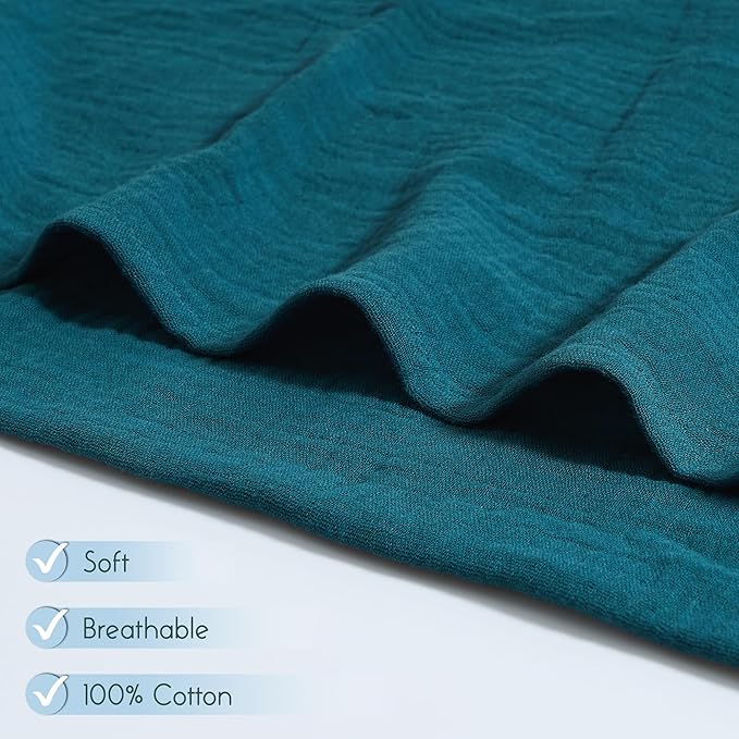 Meracorallo Muslin Swaddle Blanket, 100% Cotton Receiving Blanket Soft and Breathable Swaddle Wrap for Baby Boys and Girls, Teal Blue