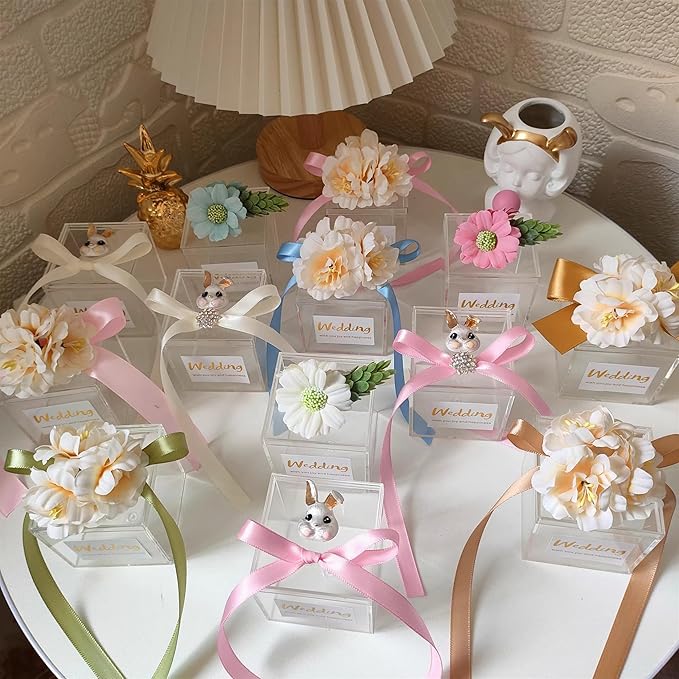 Small Acrylic Box Clear Square Cube 2 Packs Plastic Display Boxes with Lid Jewelry Storage Organize Containers