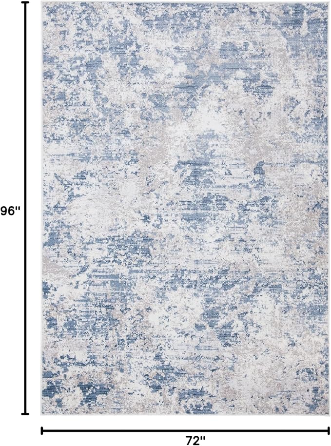 SAFAVIEH Area Rug 6x8 - Amelia Collection - Grey & Blue, Modern Abstract Design, Non-Shedding & Easy Cleaning, Ideal for Living Room, Bedroom, Dining Space (ALA705F)