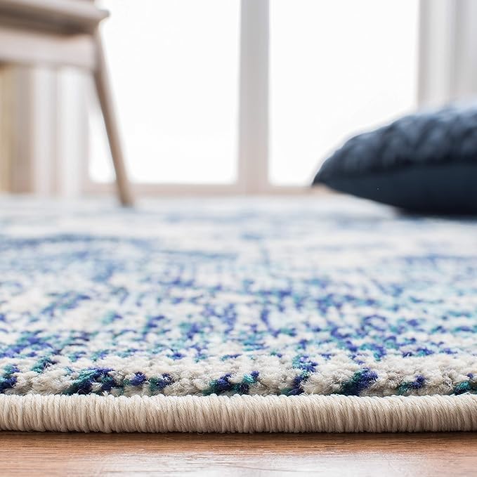 SAFAVIEH Monaco Collection Runner Rug - 2'2" x 6', Ivory & Blue, Non-Shedding & Easy to Clean, Distressed Medallion Design, Ideal for Hallway, Kitchen Foyer, Entryway (MNC243A)