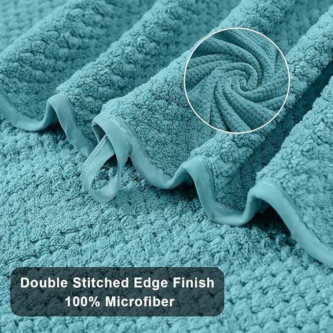 8-Piece Aqua Bath Towels Set,2 Oversized Large Bath Towels Sheet,2 Hand Towels and 4 Washcloths - 600 GSM Soft Luxury Towel Set,Highly Absorbent Quick Dry Towel Collection for Bathroom,Hotel and Spa
