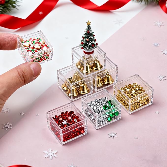 KissYou Small Acrylic Box Clear Box with Lid Acrylic Candy Boxes for Display Easter Party Decoration Plastic Square Cube